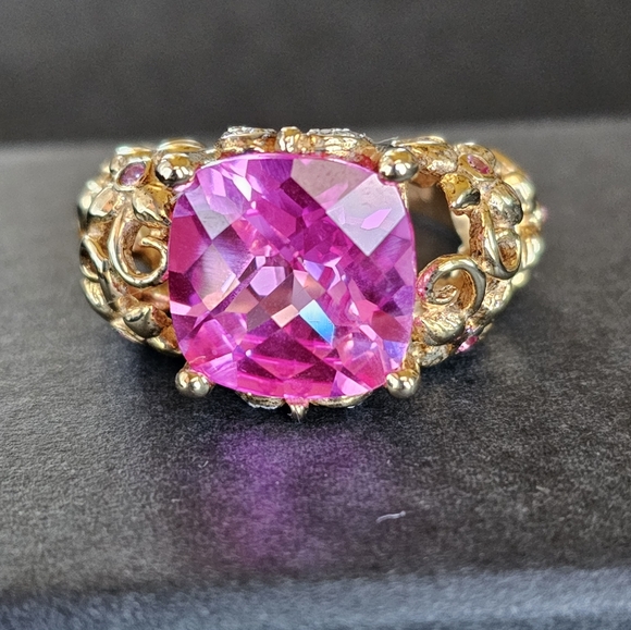 Vintage Technibond Pink Sapphire 💗 14k over Sterling Silver Sz 6! ✨️ - Picture 5 of 15